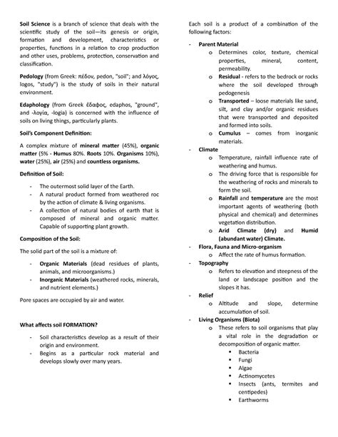 General overview on Soil (Earth Science) - Soil Science is a branch of ...