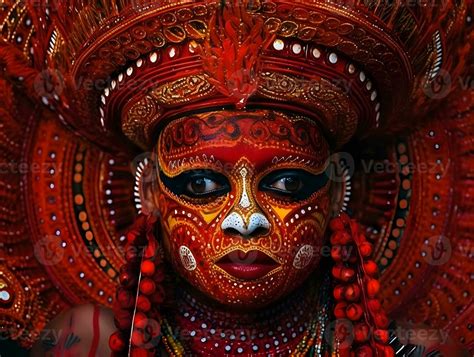 Theyyam Face Traditional makeup, Art From Kerala, India. Wallpapers ...