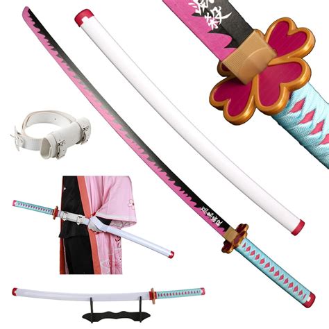 Elervino Bamboo Demon Slayer Sword Cosplay with Belt Holder, 41 inches, Kanroji Mitsuri Swords ...