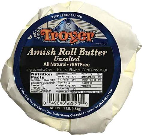 Amish Roll Butter Unsalted 1lb | Hill Country Amish