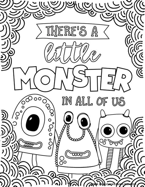 Monster Coloring Pages: 4 Cute and Silly Monsters for Kids (Free Printables) - Fun Loving Families