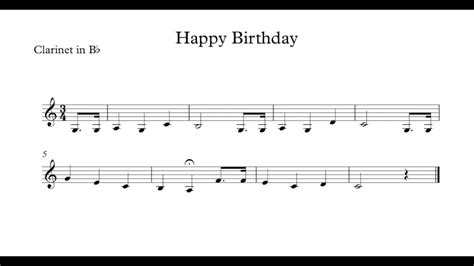 Happy Birthday for clarinet (easy) with sheet music - YouTube