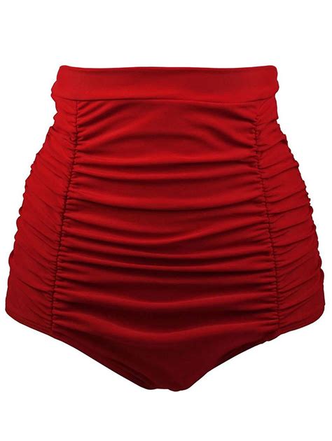 [46% OFF] High Waist Plus Size Ruched Swim Briefs | Rosegal