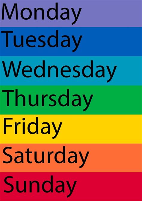 Free printable days of the week display. | Free days of the week ...