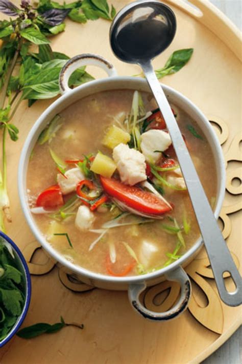 Cambodian-style fish, tomato and pineapple soup