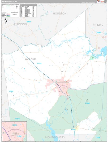 Walker County, TX Zip Code Map - Premium