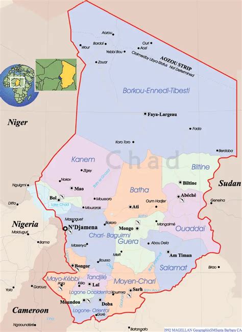 Chad Political Map • Mapsof.net