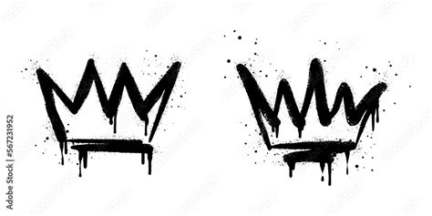 collection of Spray painted graffiti crown sign in black over white ...