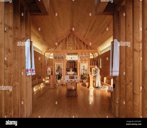 Belarusian Memorial Chapel, interior view of altar. Belarusian Memorial Chapel, London, United ...