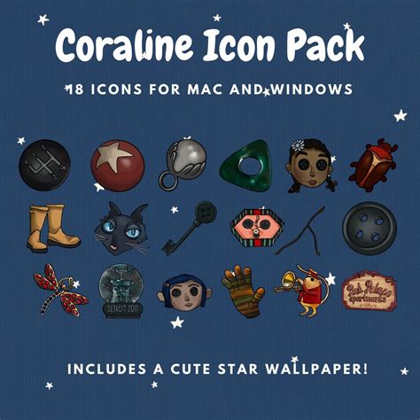 Coraline Icon Pack With Wallpaper for Desktop mac and Windows Instant ...