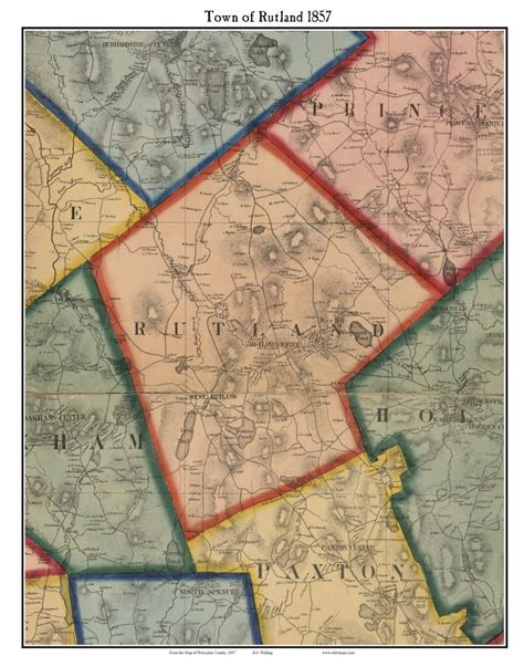 Rutland, Massachusetts 1857 Old Town Map Custom Print - Worcester Co. - OLD MAPS