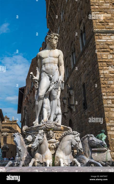 Fountain of Neptune on Piazza della Signoria in Florence Stock Photo ...