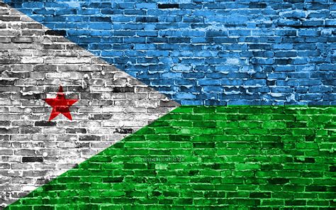 4K free download | Djibouti flag, bricks texture, Africa, national ...