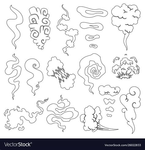 Cartoon smoke and dust clouds comic puff Vector Image