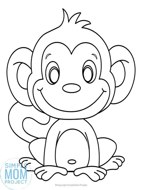 Cute Baby Monkey Coloring Page for Kids – Simple Mom Project