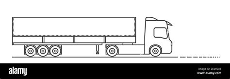 Cargo truck driving along the road. Delivery of goods. Simple drawing. Vector illustration on ...