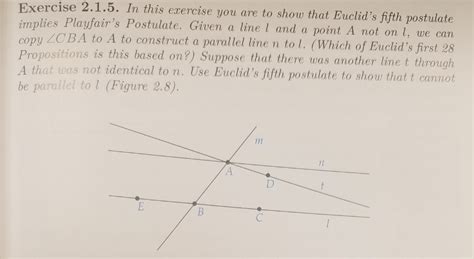 Solved In this exercise you are to show that Euclid's fifth | Chegg.com