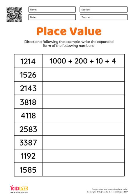 Math Expanded Form Worksheets for Grade 3 - Kidpid