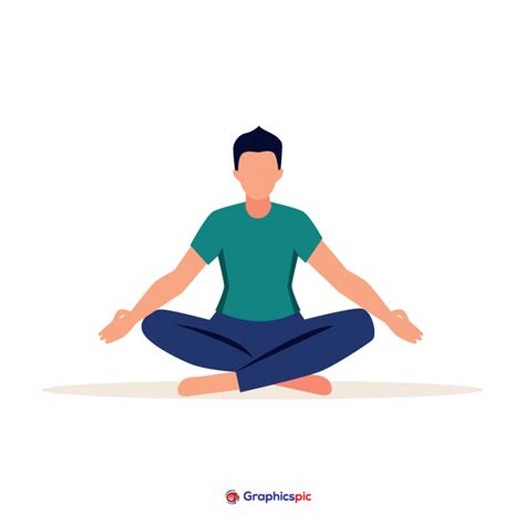 Flat design of meditation concept with man icon illustration - free vector - Graphics Pic