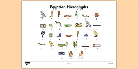 Hieroglyphics Alphabet Printable For Kids