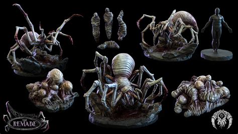 Cave Spiders - 3D printed Warhammer Fantasy Scale Models for Tabletop RPG