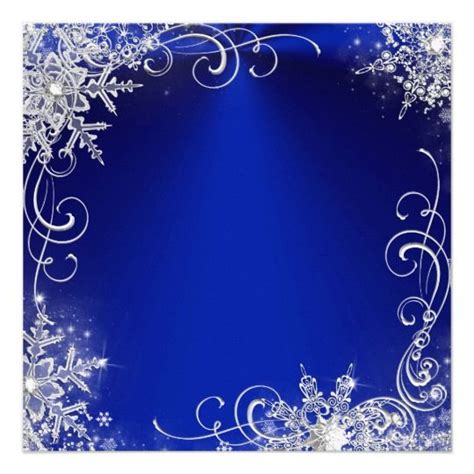 Quinceanera Masquerade Royal Blue White Snowflakes Invitation | Zazzle | Snowflake invitations ...