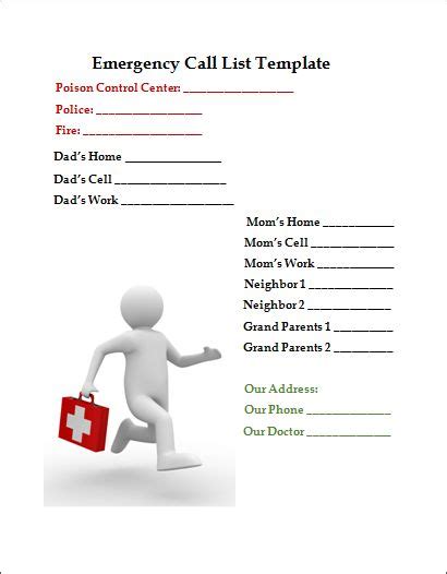 Emergency Call List Template | Emergency call, List template, Emergency