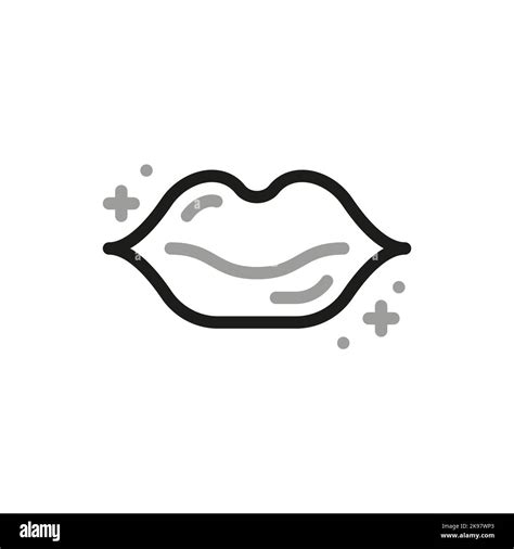 Lip gloss, icon. The woman applies products for healthy skin, linear icon Stock Vector Image ...