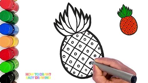 Easy Pineapple Drawing Tutorial for Kids | Step-by-Step Pineapple ...