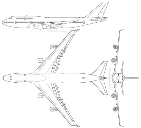 -Boeing_747-400 section profile | Boeing 747 400, Boeing 747, Airplane coloring pages