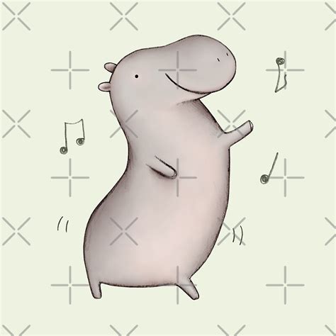 "Dancing Hippo" by Sophie Corrigan | Redbubble