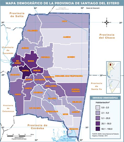 Demographic map of the Province of Santiago del Estero | Gifex