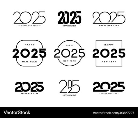 Set of happy new year 2025 logos design Royalty Free Vector