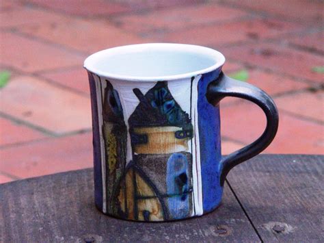 Artisan Pottery Coffee Mug - Hand-Painted Espresso Cup with Unique Design