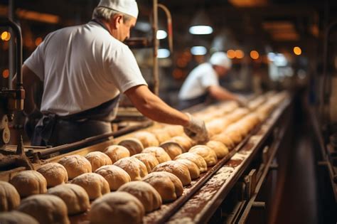 Premium AI Image | workers sorting bread on bakery factory copy space