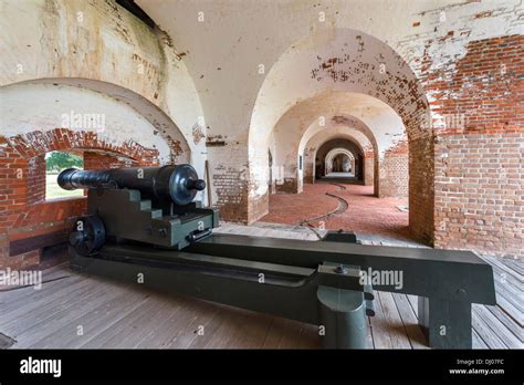 Cannon at historic Fort Pulaski National Monument, Cockspur Island ...