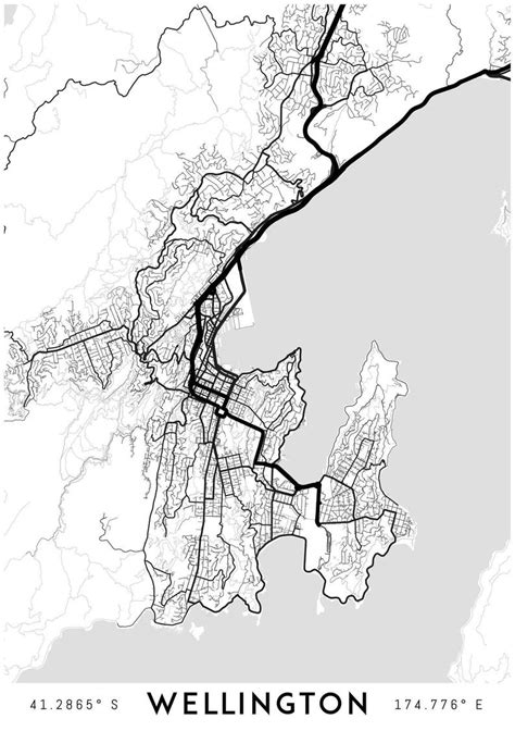 Wellington Map Print Printable Wellington Map Art Wellington - Etsy