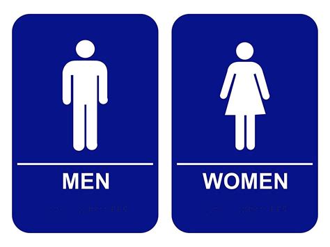 Blue ADA Men & Women Restroom Signs Set - Custom Signs