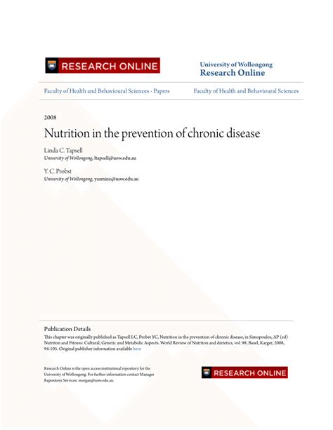 (PDF) Nutrition in the Prevention of Chronic Diseases