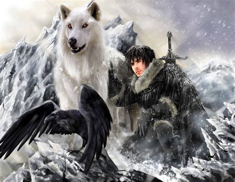 Fond d'écran : neige, hiver, Loup, Le Trône de Fer, fantôme, Jon Snow, Direwolf, Chien comme ...