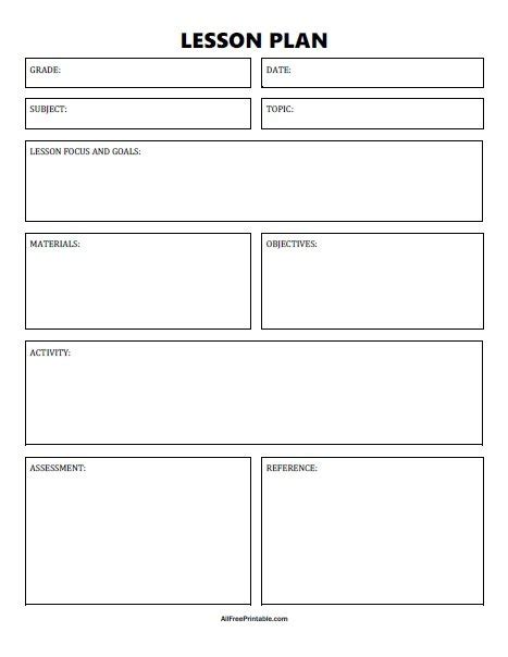 Lesson Plan Template – Free Printable