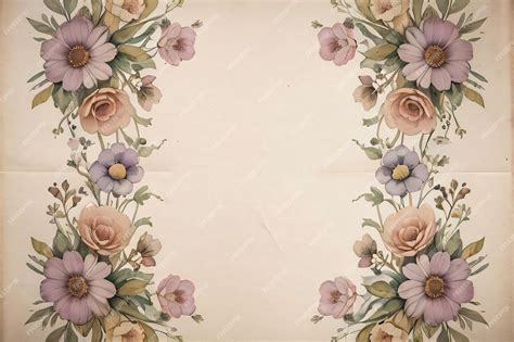 Premium AI Image | Vintage paper with flowers texture background