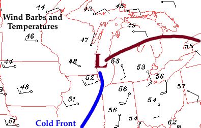 Finding Cold Fronts Using Wind Direction: shift from south-southwest to ...