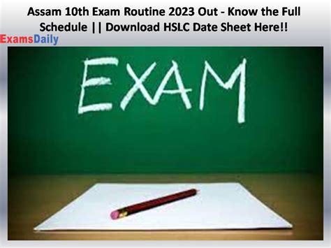 Assam HSLC Exam Routine 2023 Out – Download Class 10th Board Time Table/ Schedule PDF!!! | Exams ...
