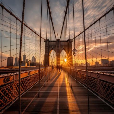 Premium AI Image | sunset on the brooklyn bridge