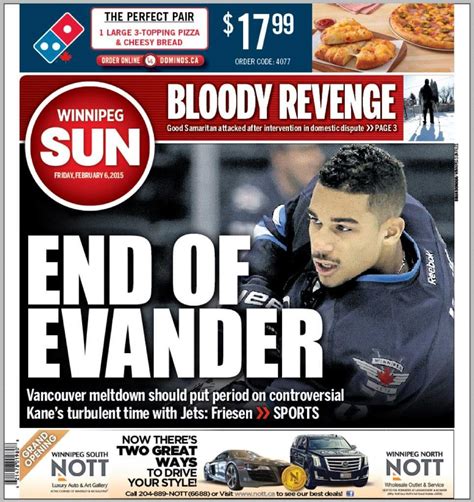 Tomorrow's cover of the Winnipeg Sun : r/hockey