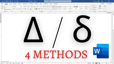 Four methods to type Delta in Word (Δ/δ): Alt X, Alt Code, Insert > Symbols & Math Autocorrect ...