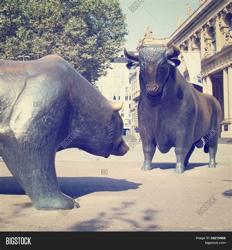 Bull Bear Statues Image & Photo (Free Trial) | Bigstock