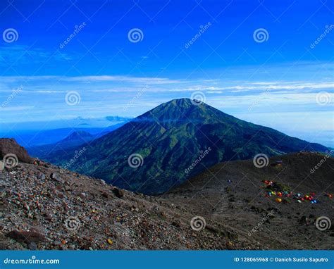 View on Mount Merapi stock photo. Image of landscape - 128065968