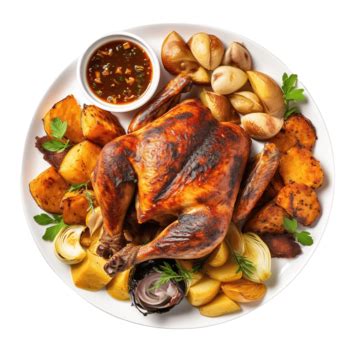 Top View Of Plate With Thanksgiving Roasted Chicken And Other Dishes, Food Flat Lay, Food Top ...